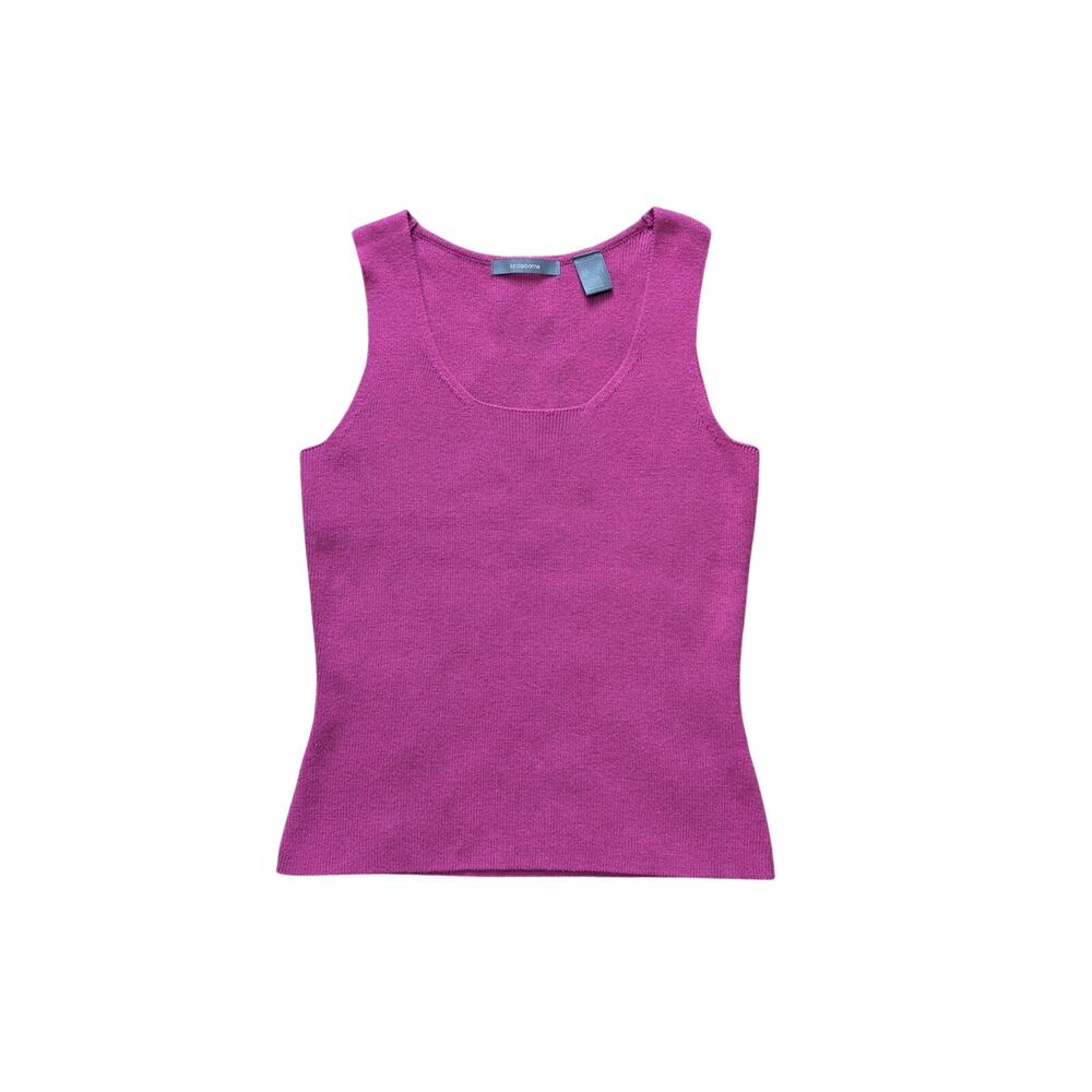 VTG 90S Liz Claiborne Cotton Ribbed Knit Tank Top Women S Pink Barbie Minimalist